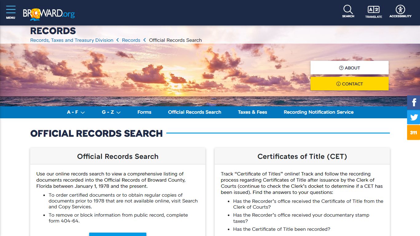 Records Official Records Search - Broward County, Florida